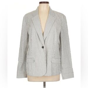 J. Jill NWT Striped Black and White Seersucker Women's Blazer